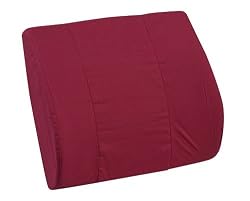 Duro-Med Contoured Memory Foam Lumbar Support Cushion with Strap, Burgundy