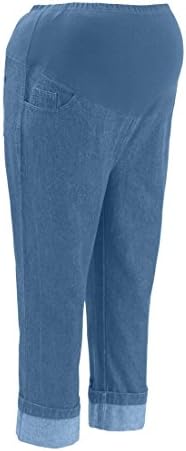 Plus Size Jeans In Capri Length For Maternity With Cuffed Leg