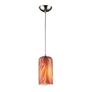 Molten Mini Pendant in Satin Nickel and Molten Lava Glass
