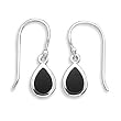 Pear Inlay Black Onyx French Wire Earrings