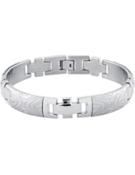 Stainless Steel Wood Grain Bracelet 10.00 Inch olished B941