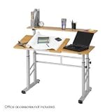SAFCO PRODUCTS Height-Adjustable Split-Level Workstation, 47 1/4w x 29 1/2d , Medium Oak