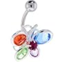 Vibrant Gem Prismatic Stained Glass Butterfly Belly Ring