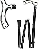 Chrome Plated Slim Line Fritz Walking Cane With Folding, Adjustable Black Aluminum Shaft