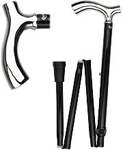 Chrome Plated Slim Line Fritz Walking Cane With Folding, Adjustable Black Aluminum Shaft