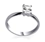 Emerald Cut Clear Cubic Zirconia Solitaire Ring Sterling Silver Band Size 6