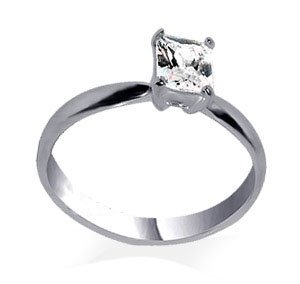 Emerald Cut Clear Cubic Zirconia Ring Sterling Silver Band Size 5 to 10