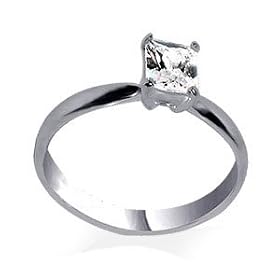 Buy Emerald Cut Clear Cubic Zirconia Ring Sterling Silver Band Size 5 to 10 by Gem Avenue