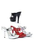 5 inch Heel Sandal Women's Size Shoe With 1 inch Platform, Rhinestone Key Buckle and Double Strap