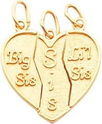14K Gold Break Apart Big Sis, Sis & Lil Sis Charm