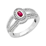 14K White Gold Ruby and Diamond Ring