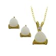 10K Yellow Gold with Trillion Cut Opal Necklace and Earrings Set - 18"
