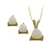 Jewelry : 10K Yellow Gold with Trillion Cut Opal Necklace and Earrings Set