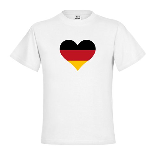 dress-puntos Kids Kinder T-Shirt Deutschlandfahne Schwarz Rot Gold in Herzform drpt-kt00358-15 Textil white / Motiv farbig Gr. 152/164
