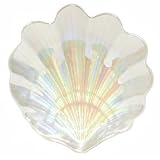 Bottom Surface Painted Glass Pearl Color Scallop Shell Small Plate 7.75 D by Traders and Company