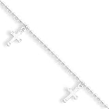 Sterling Silver Polished Cross Anklet