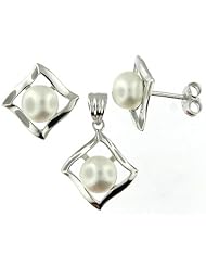 Sterling Silver and Freshwater Pearl Earring and Pendant Set