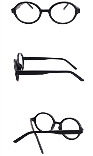 5-X-FancyG-Retro-Geek-Nerd-Style-Oval-Round-Shape-Glass-Frame-NO-LENSES-Matte-Black