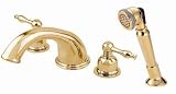 Danze D302755PBV Sheridan Double Handle Roman Tub with Salve and Lever Handles with Spray, Polished Brass PVD