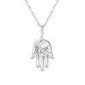 Diamond Hamsa Pendant set in 14k White Gold (GH/I1)