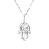 Diamond Hamsa Pendant set in 14k White Gold (GH/I1)