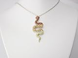 Topaz Yellow Peach Yellow Gradient Crystal Rhinestone Slithering Snake Necklace