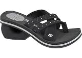 Skechers Cali Women's Established Sandal,Black/Rhinestones,9 M