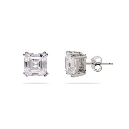 Eve's Addiction Designer Style Sparkling Asscher Cut CZ Studs