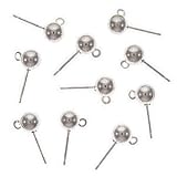 Silver Plated Earrings Ball Post & Ring 6mm (X10)