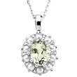 14K White Gold Prasiolite (Green Amethyst) and Pearl Pendant
