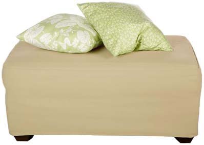 Ottoman Slipcover Large - Canvas Soft Weave - Linen Leaves