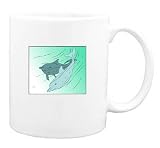 Mug with dolphin, swimming, ocean, pair, gray
