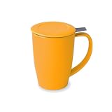 Curve Tall Tea Mug W /Infuser & Lid 15 Oz. MANDARIN