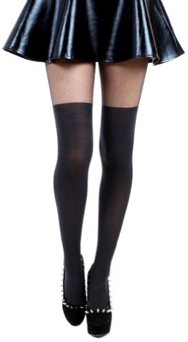 Plus Size Plain Mock Thigh High Tights