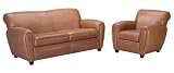 Baxter Designer Style Parisian Style Leather Club Couch Collection: Baxter Designer Style Leather Full Sleeper Sofa & Recliner Set
