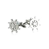 Nautical Ships Wheel Silver Cufflinks