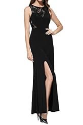Sexy Spandex Sheath Scoop Neck Slit Lace Pageant Dress 