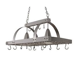 Checkolite International P1006-71 2 light Hanging Pot Rack, Brushed