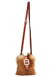 Large Fox Fur Handbag - Black Leather Trim