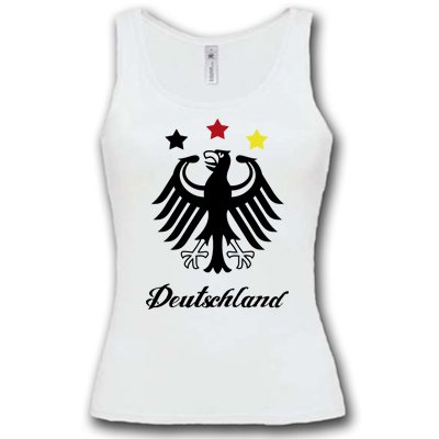 DEUTSCHLAND MOTIV 5 Damen Tank Top Weiss / Schwarz-Rot-Gelb Gr. M