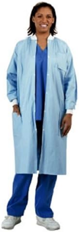 Kappler ProVent 10000 Snap Closure Lab Coat with 3 Sewn On Pockets, Medium, Blue (Pack of 1)
