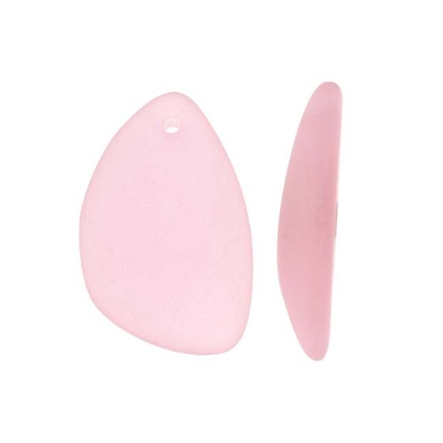 Cultured Sea Glass, Large Eclipse Pendants 25x17mm, 1 Pair, Blossom Pink