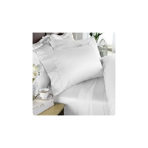 Six (6) Piece OLYMPIC QUEEN Size WHITE Solid / Plain 800