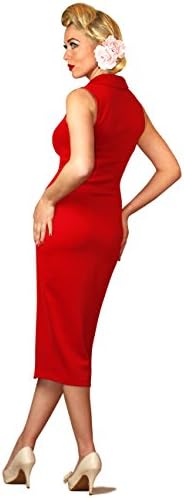 British Retro Womens Vintage Red Wiggle 50s Style Pencil Dress 14