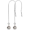 SCER017 Made with Swarovski Elements� Cream Pearl Sterling Silver Threader 2 Inch Long Ear Wire String Earrings
