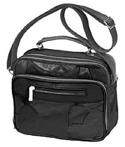 Roma Black Leather Organizer Bag #9010 Handbag Purse