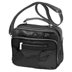 Roma Black Leather Organizer Bag #9010 Handbag Purse