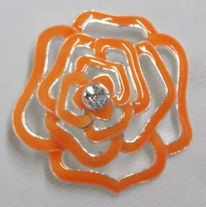ENAMEL SHINING ORANGE ROSE LAPEL HAT SCARF BROACH PIN