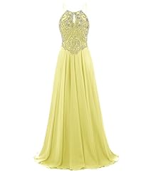 Halter Chiffon Beaded Evening Dress/Homecoming Dress/Bridesmaid Dress/Prom Dress/Wedding Party Dress 