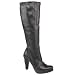 Harlot Fin Knee Boot - 7 Uk - Black & Pink - Leather